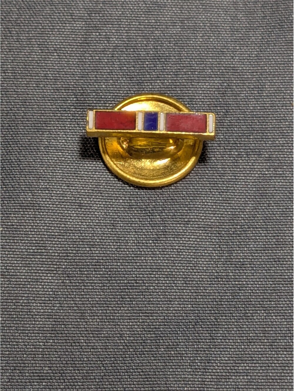 Vintage Military Service Ribbon Pin Badge with Red and Blue Enamel